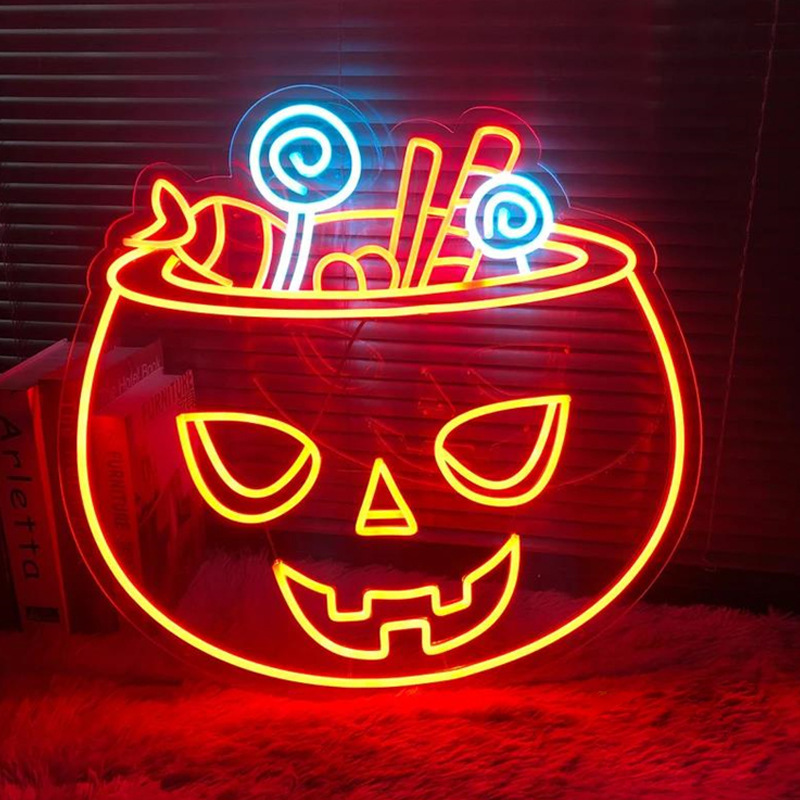 LED Skull Pumpkin Bat festive party atmosphere decorative lights Halloween neon