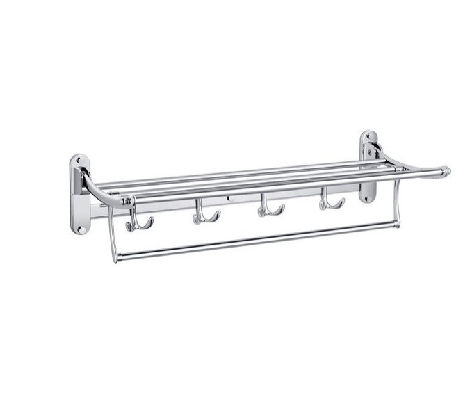 wall mounted stainless steel chrome folding towel rack / towel shelf