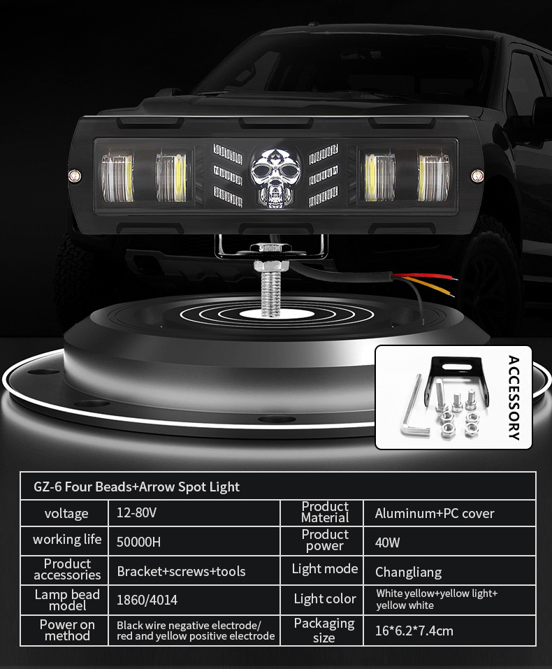 custom 3535/5050 lamp bead spot lights 25w Red Blue White yellow 12-80v 4 led work  light bar truck