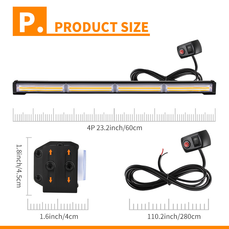 Car general use bar light LED single row warning central net light engineering truck overhead  cob strobe light