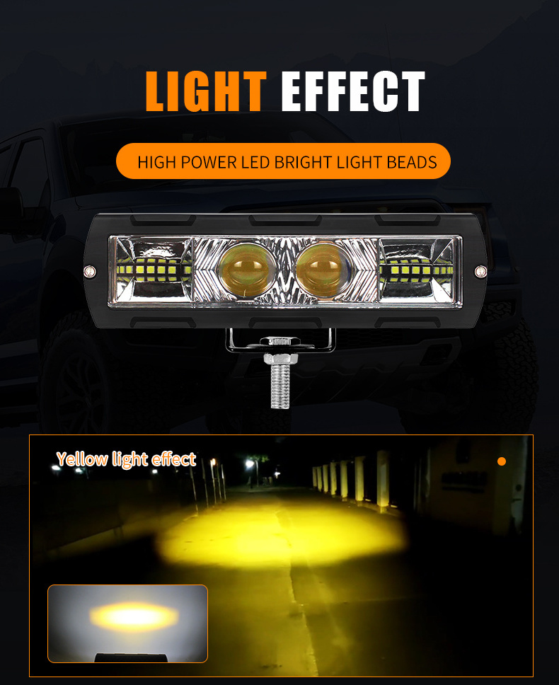 40W Amber White LED Work Light Bar Offroad Spot Pods Driving Fog Light for Jeep Pickup Truck Trailer