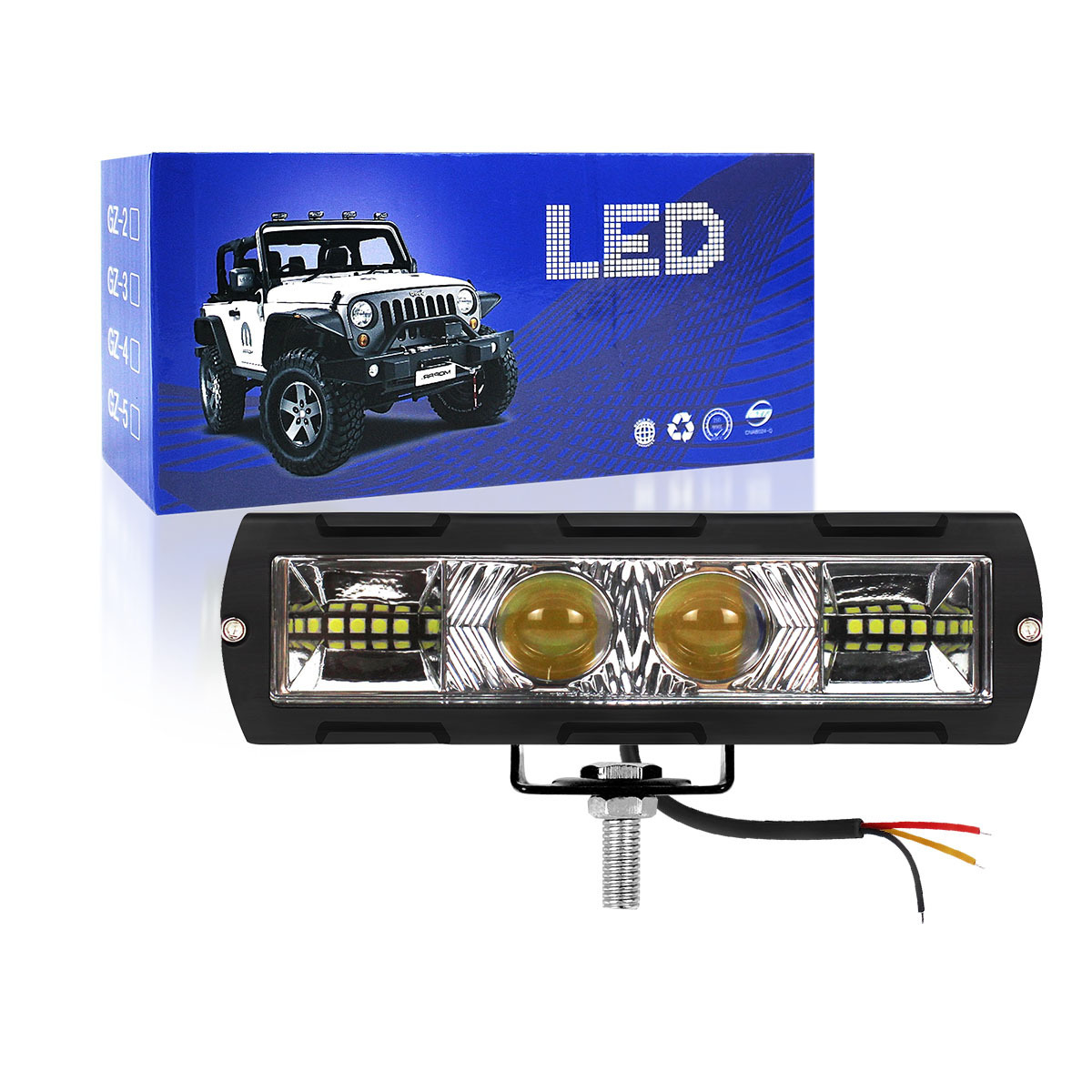 40W Amber White LED Work Light Bar Offroad Spot Pods Driving Fog Light for Jeep Pickup Truck Trailer