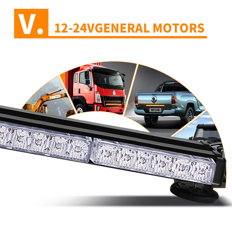 Two Row LED Flashing Light Bar 96W Safety Warning Emergency Strobe Light Bar for Car Truck Offroad Roof Lights 12V 24V