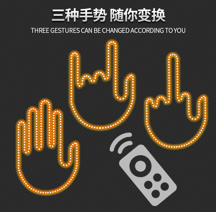 LED Hand Gesture Light Middle Finger Lights for Car Rear Window Wireless Remote Control Other Car Lighting Accessories