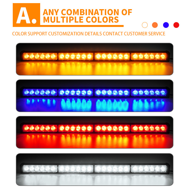 29inch Car LED Strobe Warning Light Bars Truck VAN Boat DRL Flashing Emergency LED Work Light Bar Multi Color