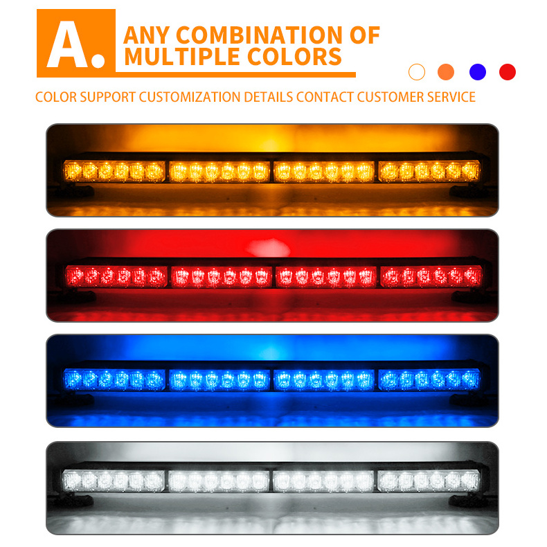 Two Row LED Flashing Light Bar 96W Safety Warning Emergency Strobe Light Bar for Car Truck Offroad Roof Lights 12V 24V