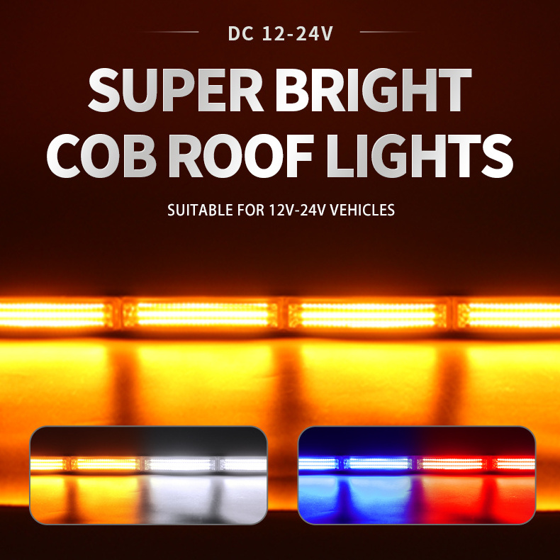 LED Strobe Light Bar Traffic Emergency Flashing Car COB Light Bars Waterproof Warning Flashlight for Car Truck SUV 9.5