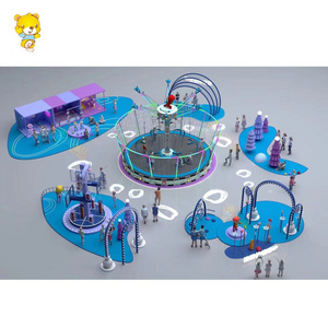 Shopping Mall Amusement Park Equipment Kid Bungee and Basketball Game Slam Dunk Children Bungee Trampoline