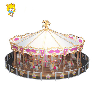 Shopping Mall Amusement Ride 24 Seats Passengers Fiberglass Material Carousel Kiddie Ride Merry Go Round