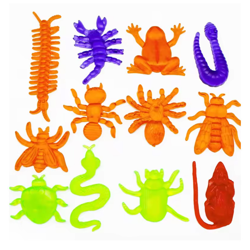 12 styles of TPR sticky elastic soft glue simulation crystal animal new and unique prank vending toys