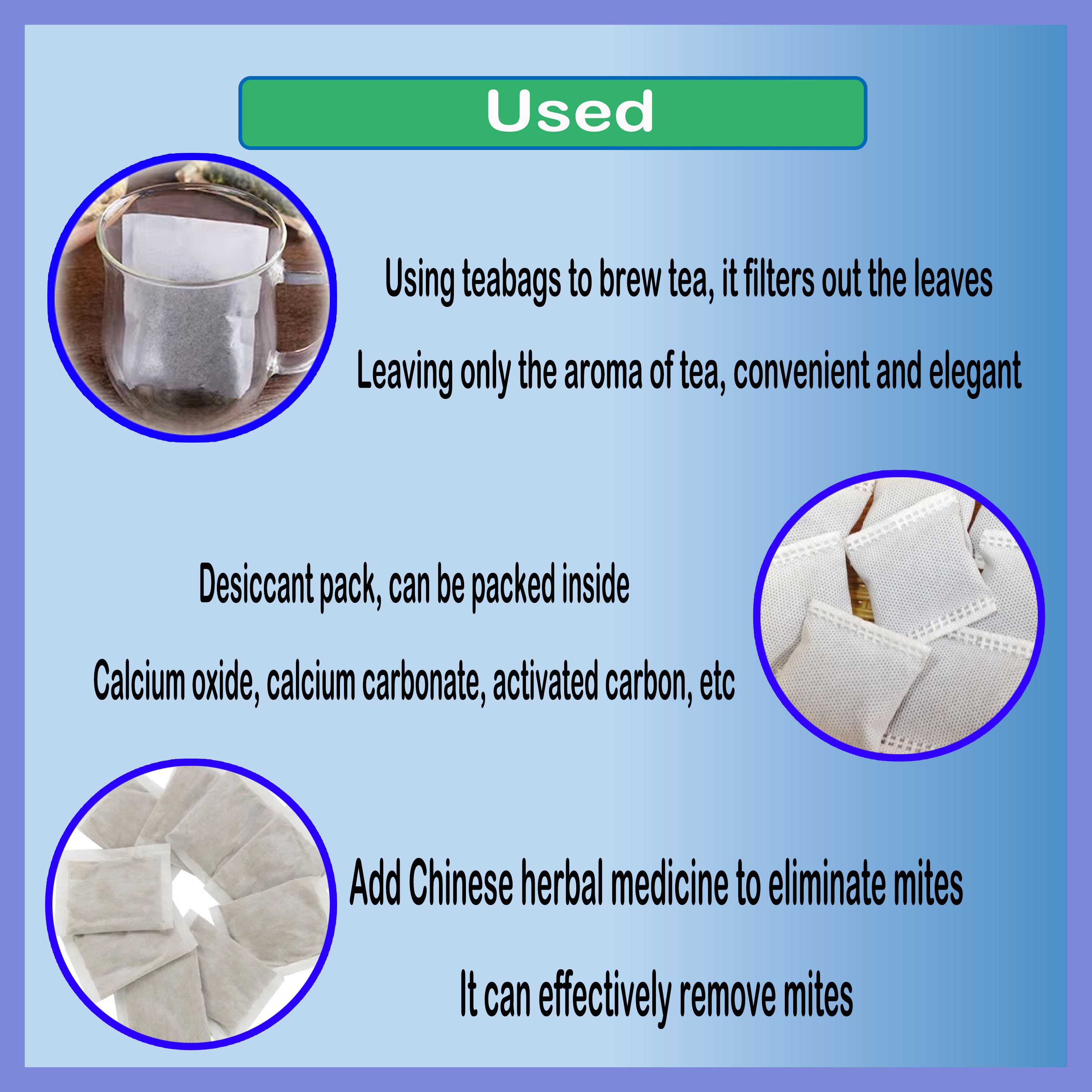 Supply of breathable heat-sealing non-woven fabrics use for tea, desiccant, coffee packaging