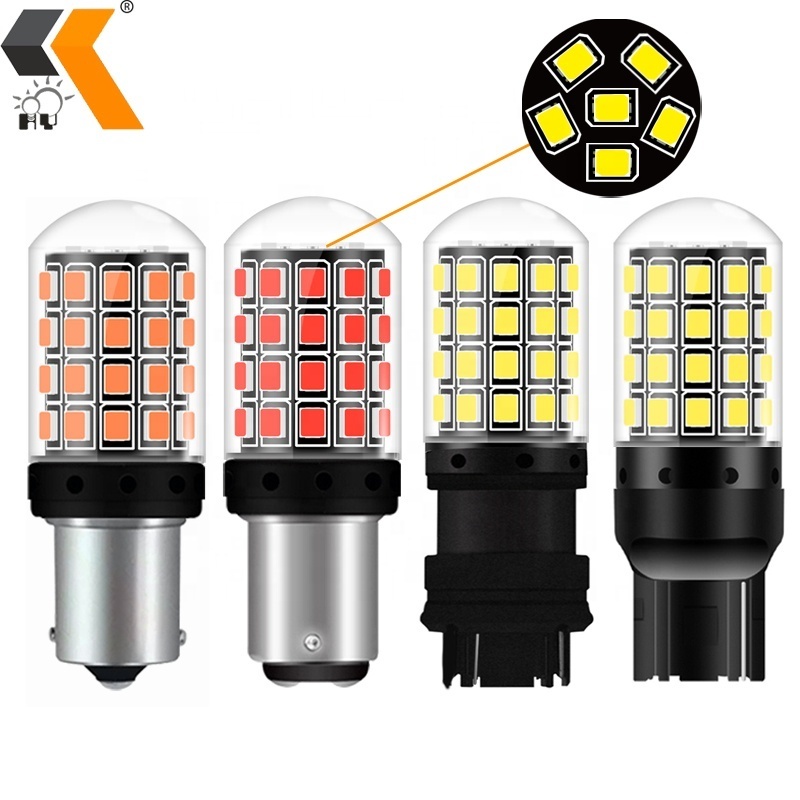 HOLY 12v high quality led car bulb 1156 T20 7440 Car Led 54smd 1157 Double Contact Brake Turn signal light bulb Canbus