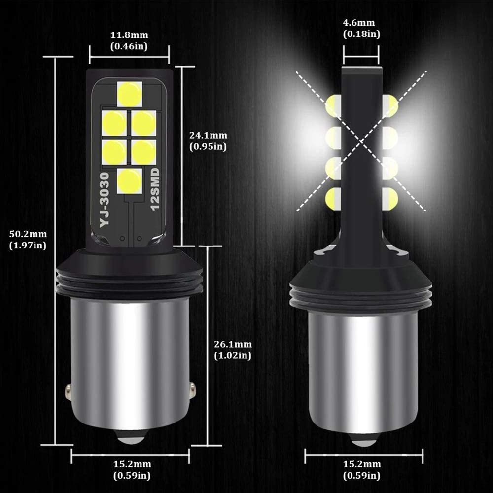 HOLY 12smd 3030 LED Car Tail Backup Reverse Light Bulb 12V-24V 1156 1157 Red Yellow White Lamp