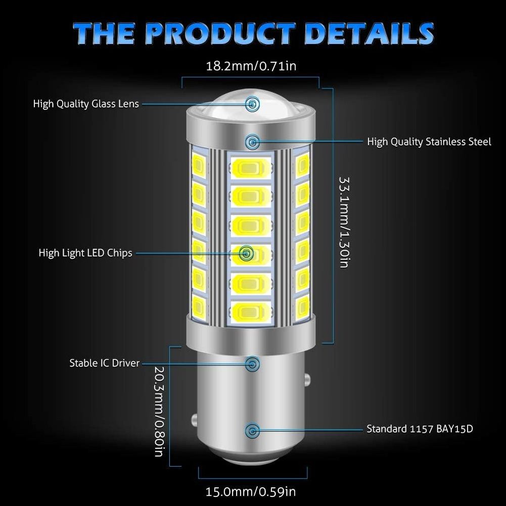 HOLY Strobe Flash T20 LED P21/5W BAY15D 1157 1156 ba15s 7443 5630 33SMD Car brake Bulb red blink led Tail Stop Light 12v