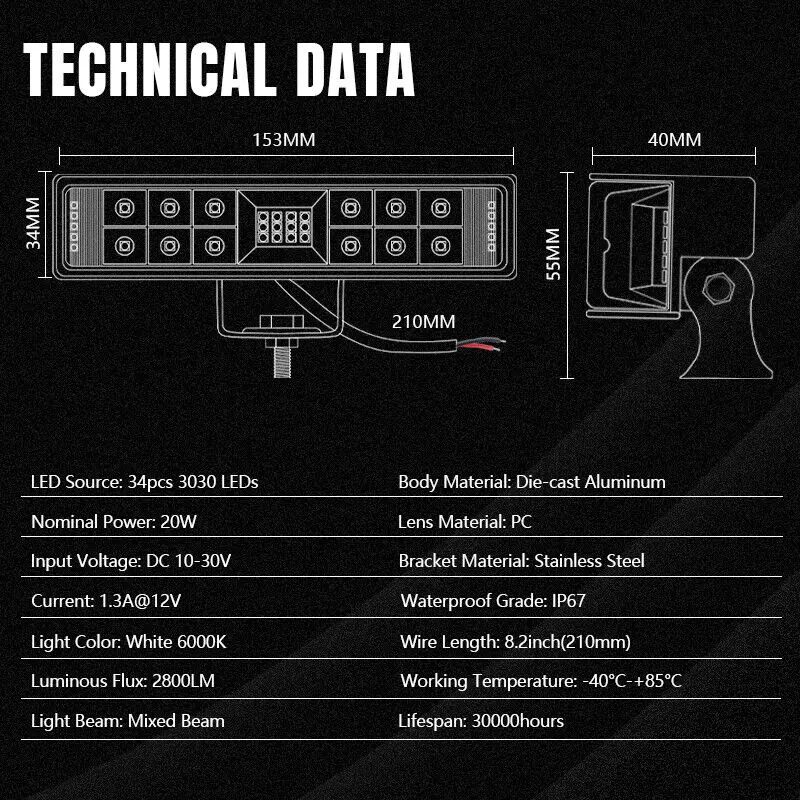 HOLY LED Pods Flood Spot Beam Combo Off Road Driving Fog Light for Truck ATV Boat motorcycle light led