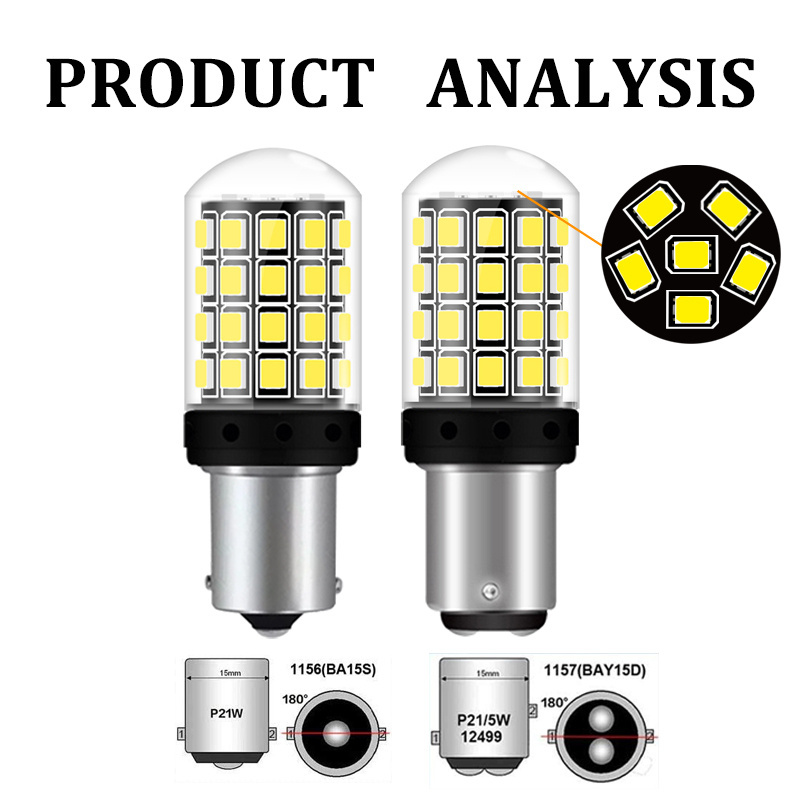 HOLY 12v high quality led car bulb 1156 T20 7440 Car Led 54smd 1157 Double Contact Brake Turn signal light bulb Canbus