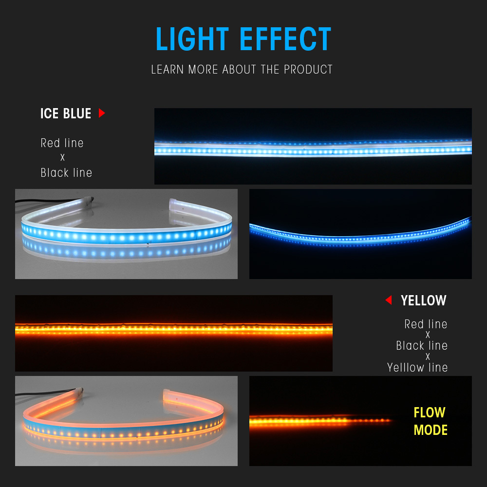 30cm 45cm 60cm led led light for car decorate DRL Flexible Tube strip led daytime running Lights Turn Signal Angel Eyes Car