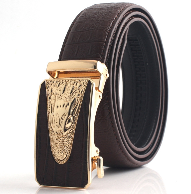 Top Cow Genuine Leather Crocodile  Pattern Belts  with Metal Buckle Customized New Design Real Leather Belts for men