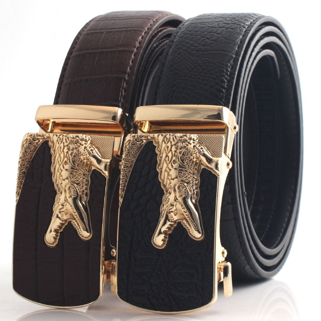 Top Cow Genuine Leather Crocodile  Pattern Belts  with Metal Buckle Customized New Design Real Leather Belts for men