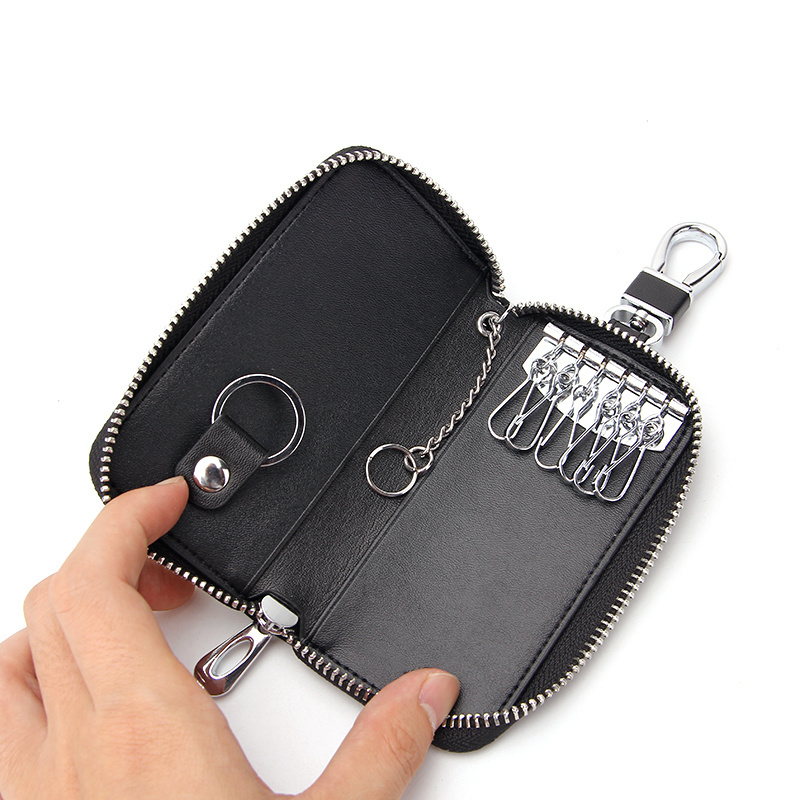 Luxury PU Leather Key Holder Organizer Case Zipper Key Wallet