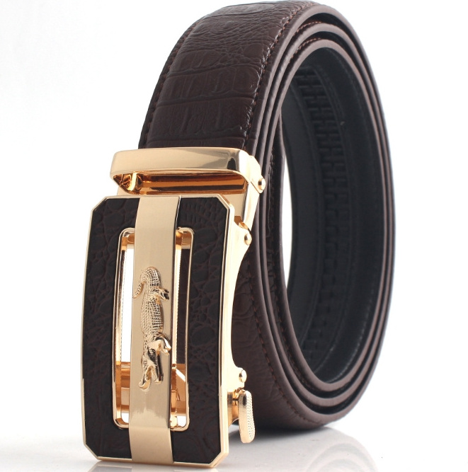 Top Cow Genuine Leather Crocodile  Pattern Belts  with Metal Buckle Customized New Design Real Leather Belts for men