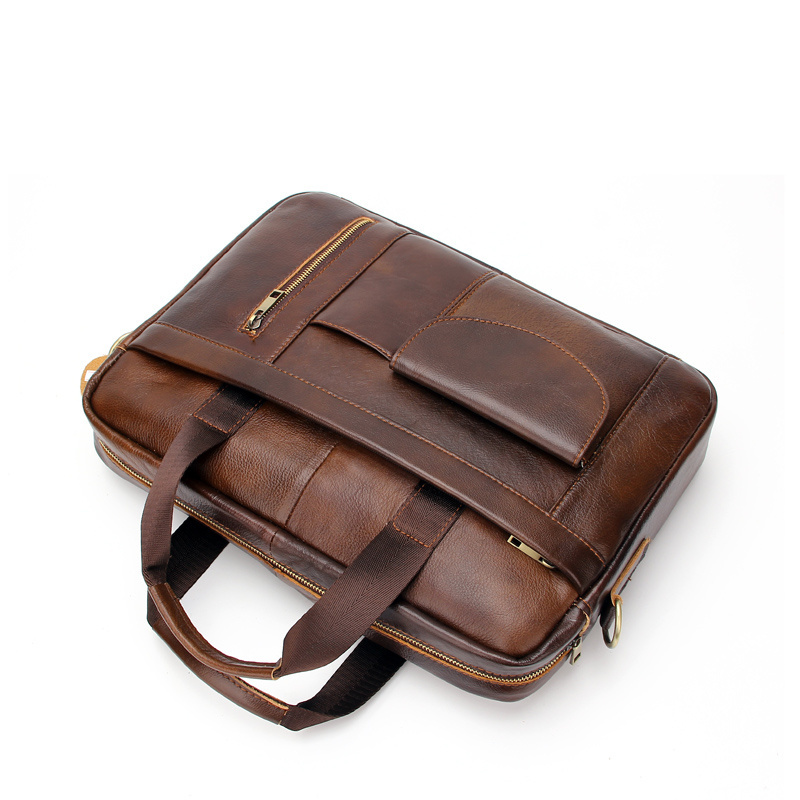 Real Soft Leather 17 Laptop Case Professional Briefcase Business Bag For Men