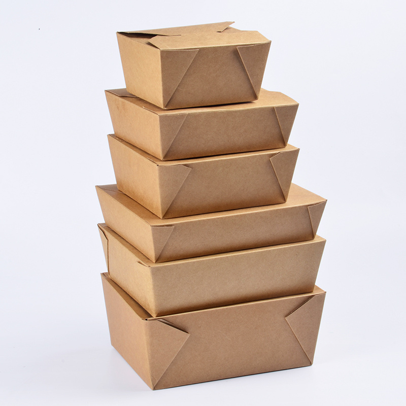 Customized food grade kraft paper fast food box fruit salad fried chicken box disposable snack take away packing box