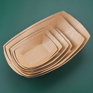 Disposable creative kraft paper picnic boat box Stall snack Fried chicken barbecue French fries disposable paper plates bowls