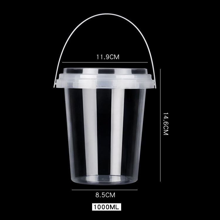 32 OZ Plastic Drink Buckets Wholesale Disposable Fruits Container Clear Bucket Cups With Lid