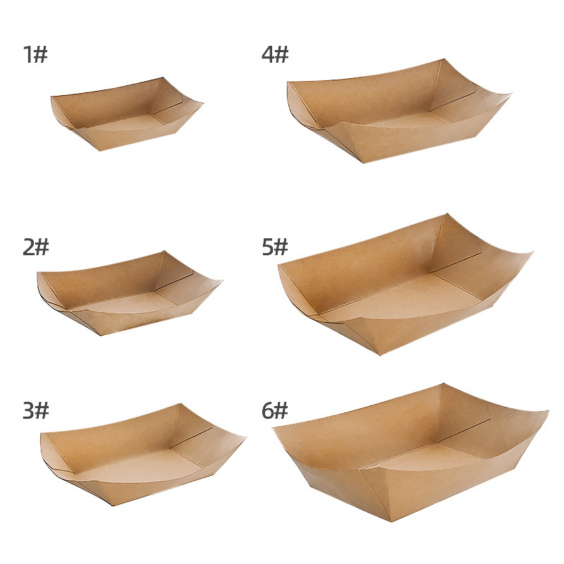 Disposable creative kraft paper picnic boat box Stall snack Fried chicken barbecue French fries disposable paper plates bowls