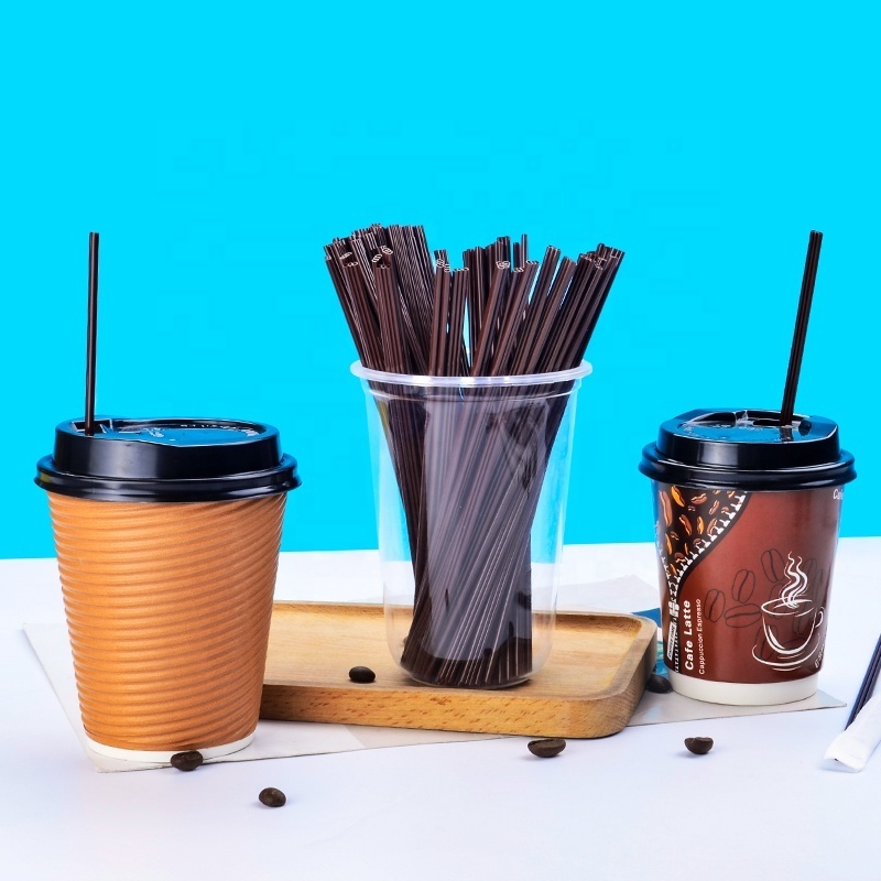 Disposable plastic stirrer three holes drinking straw factory wholesale individual packaging  stir stick coffee straws