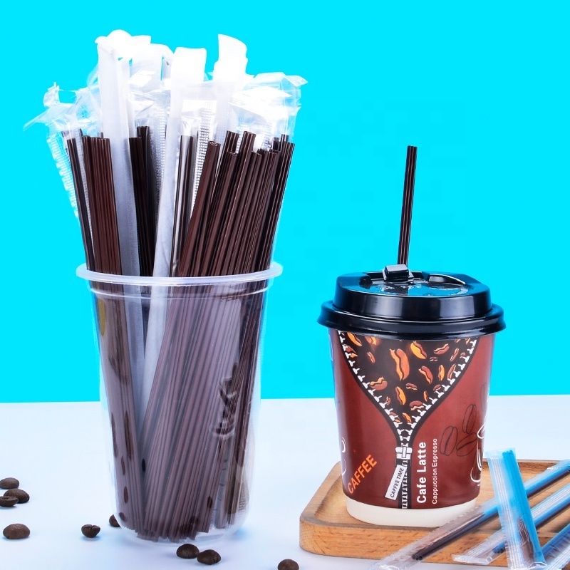 Disposable plastic stirrer three holes drinking straw factory wholesale individual packaging  stir stick coffee straws