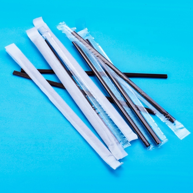 Disposable plastic stirrer three holes drinking straw factory wholesale individual packaging  stir stick coffee straws