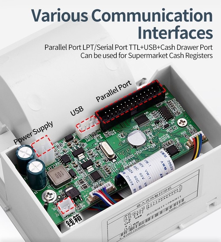 58mm RS232/TTL Embedded Thermal Receipt Printer USB Parallel Port 2 Inch Panel Thermal Kiosk Printer