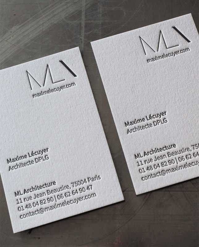 High Quality Eco Matte White Textured Cotton Paper Card Custom Letterpress Business Cards