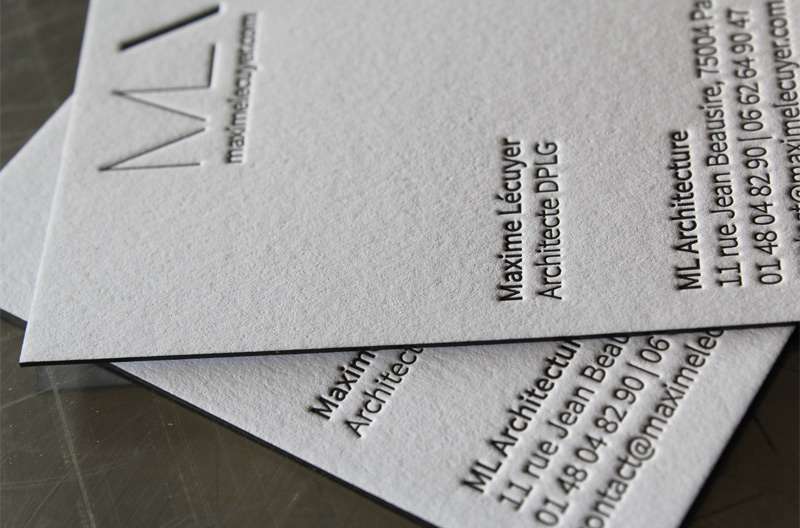 High Quality Eco Matte White Textured Cotton Paper Card Custom Letterpress Business Cards