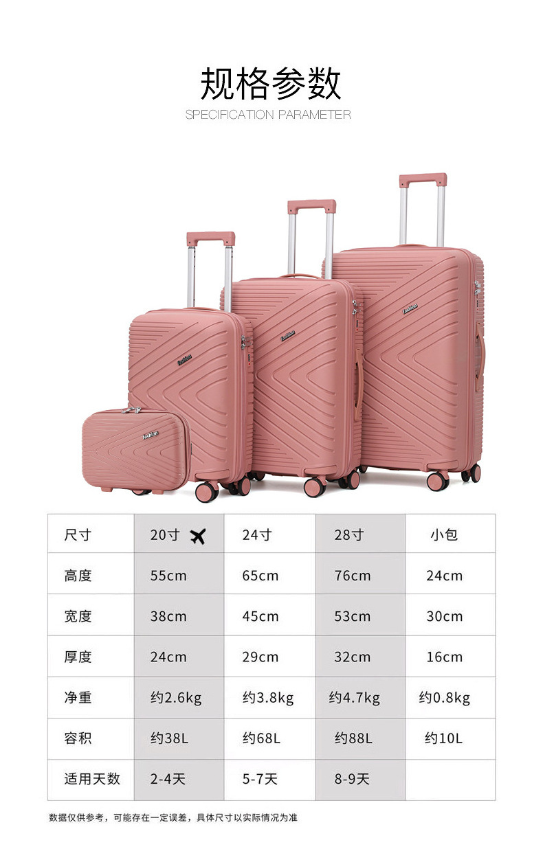 Factory Wholesale PP luggage Sets 20 inch 4 Pieces PP  travel bags luggage with 360 Wheels