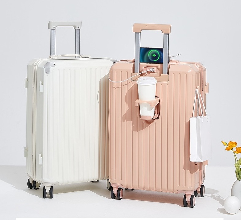 Multifunctional Front Fastening Luggage Suitcase Large-capacity Password Luggage Sets With Cup Holder