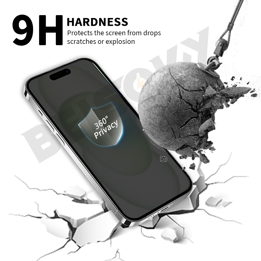 Factory Wholesale Anti-peeking 360 Degree Tempered Glass Screen Protector Invisible Glass Privacy for iphone 15