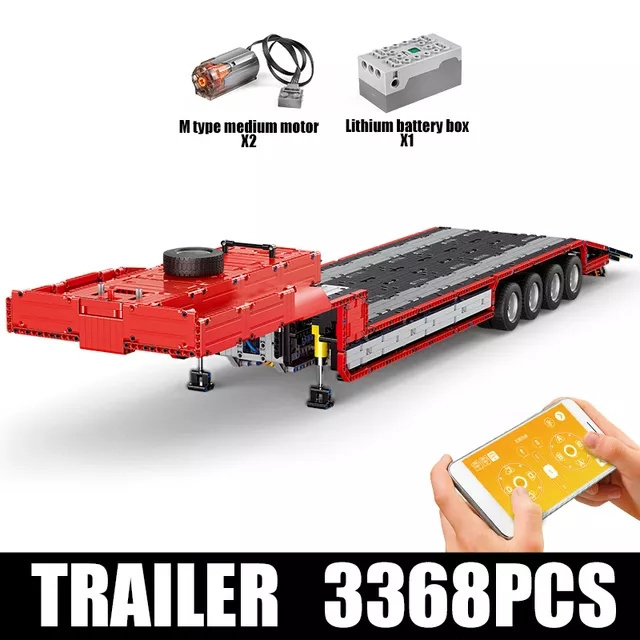 Pneumatic tractor block toy App Control RC High-Tech Truck Toys  Engineering Container Tractor Trailer Building Blocks toys