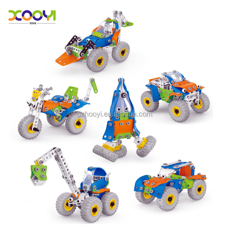 209 pcs Creative Soft Block Kit 6 in 1 Take Apart Transforming Block Toy Trucks For Toddlers Birthday Gift