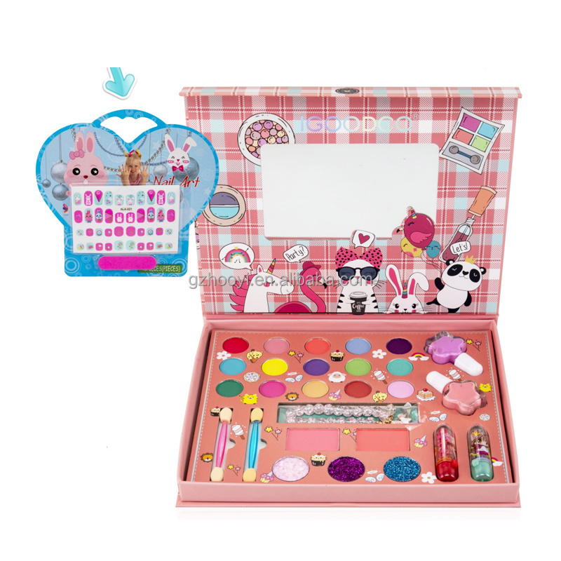 Kids Play Makeup Set For Girls Fashion Beautiful Princess Dress Up & Pretend Play Toy Girl Makeup Box with Jewelry