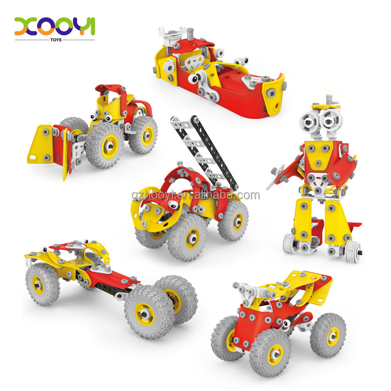 209 pcs Creative Soft Block Kit 6 in 1 Take Apart Transforming Block Toy Trucks For Toddlers Birthday Gift