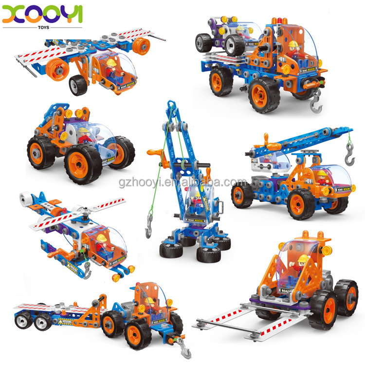 209 pcs Creative Soft Block Kit 6 in 1 Take Apart Transforming Block Toy Trucks For Toddlers Birthday Gift