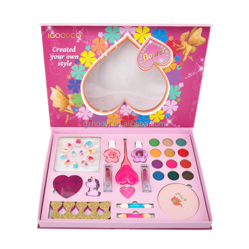 Kids Play Makeup Set For Girls Fashion Beautiful Princess Dress Up & Pretend Play Toy Girl Makeup Box with Jewelry