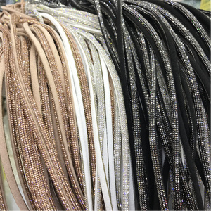 tr079 Hot selling bling diamond tube wrap half rhinestone rope ribbon for shoe