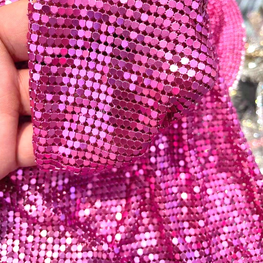 me202 New no glue garment decoration aluminum metal mesh 3mm aluminum rhinestone mesh for bag