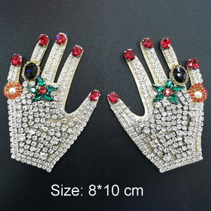 h023 bling bling handmade crystal patch sequin applique rhinestone  appliques patch for clothes