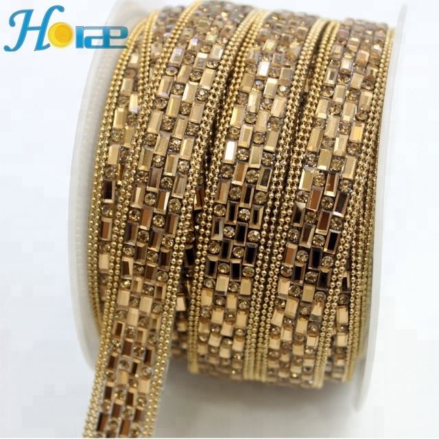 tr016 glass beads strass chain crystal rhinestone trim wholesale rhinestone adhesive trim for bag shoe