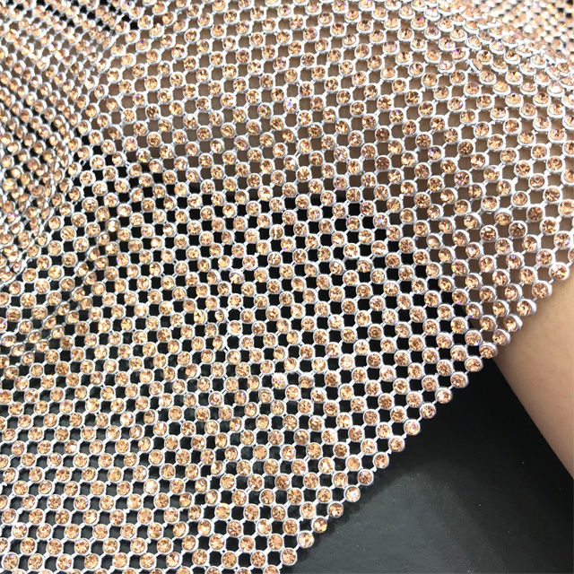 me019 New color soft metal  fabric trim crystal rhinestone mesh no glue metal rhinestone roll